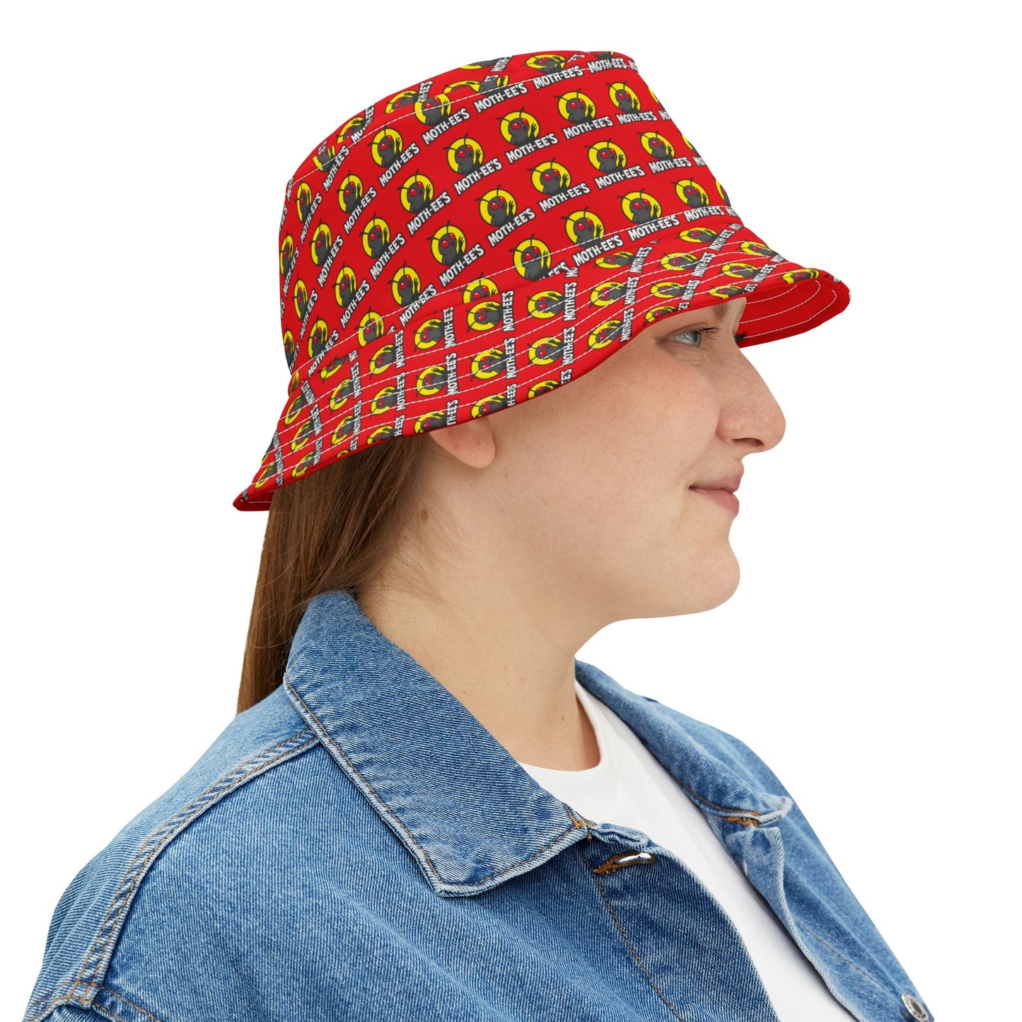Moth - ee's Classic Red Logo Bucket Hat - Mothman.Life