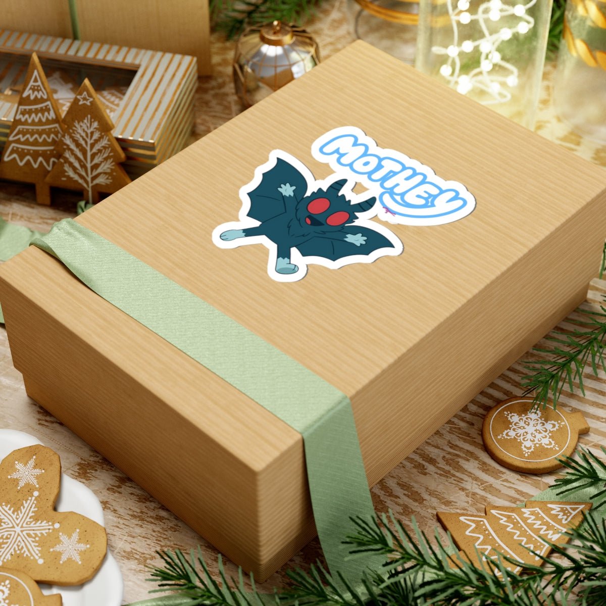 Mothey (and Sticky Gecko) Parody Sticker - Mothman.Life