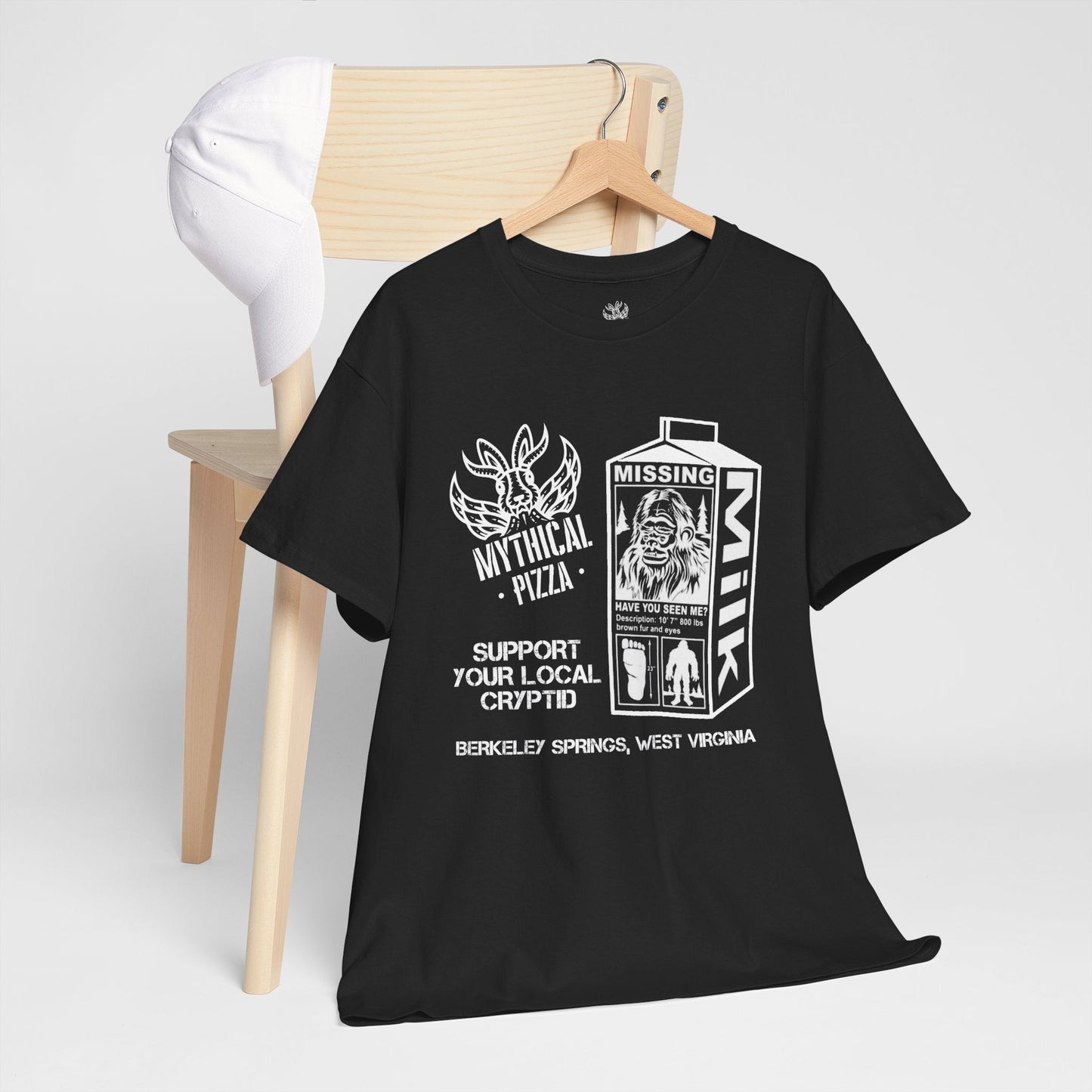 Mythical Pizza Support Your Local Cryptid Tee - Mothman.Life