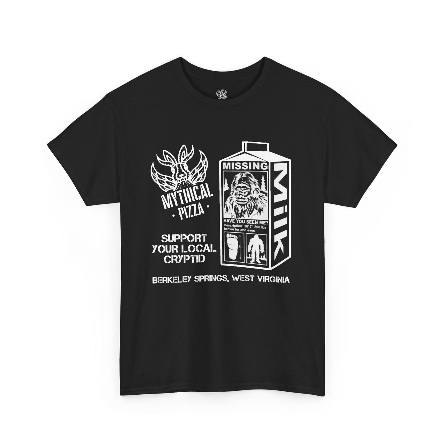 Mythical Pizza Support Your Local Cryptid Tee - Mothman.Life