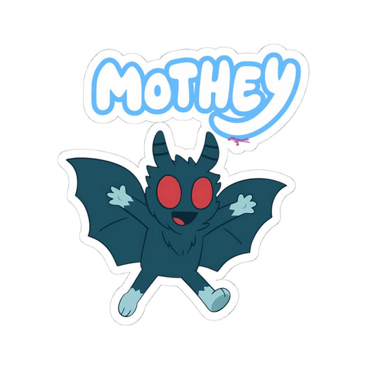 Mothey (and Sticky Gecko) Parody Sticker - Mothman.Life