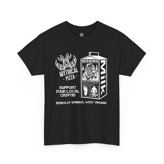 Mythical Pizza Support Your Local Cryptid Tee - Mothman.Life